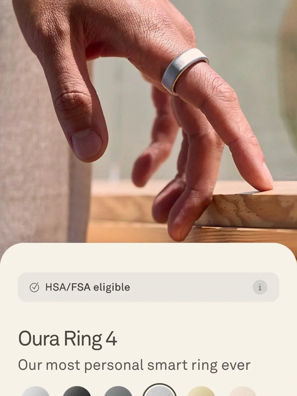 Oura Ring 4 Brushed Silver Size 9 (equal to size 8)